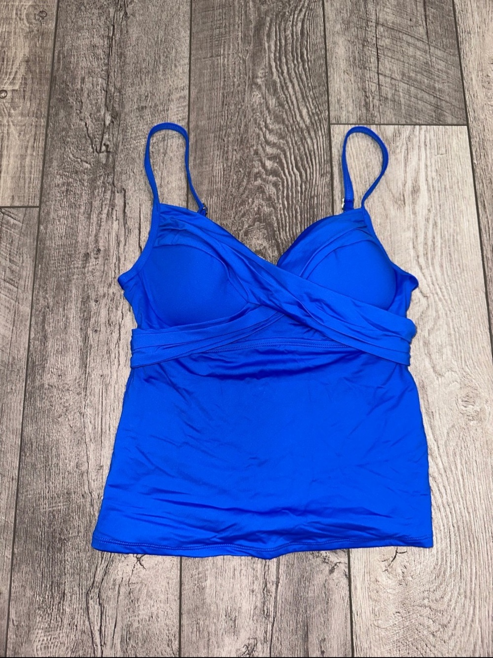 LA BLANCA Twist Tankini Swimsuit Top Sapphire Blue Size 6